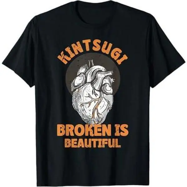 Kintsugi Japanese Repair Pottery Golden Heart T-Shirt