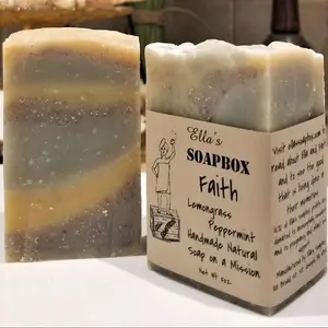 Faith - Lemongrass Peppermint 5oz Soap Bar Made With All Organic, Natural, and Vegan Ingredients Antibacterial Nourishing Body Care skin