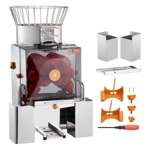 【Father's Day】VEVOR Commercial Orange Juicer Machine, 120W Automatic Feeding Juice Extractor, Stainless Steel Juice Extractor for 25 Oranges Per Minute, with Pull-Out Filter Box, PC Cover, 2 Peel Collecting Buckets