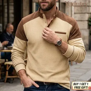 Men’s Waffle Corduroy Sweatshirt| Casual Stand Collar Long Sleeve Pullover