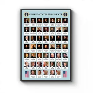 US Presidents Poster For Classroom Updated 2025 Edition Presidential United States History Cool Wall Art Print Gifts for President lovers