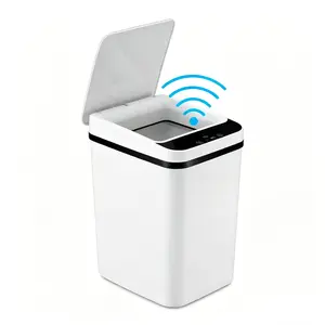 2 Pack 12L ABS Automatic Trash Bin , Small Motion Sensor Smart Trash Can, Slim Waterproof Trash Bin for Bedroom, Bathroom, Office, Living Room, White garbage automatic