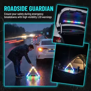Solar Powered Wireless Car Strobe Light | Emergency Triangle Warning Signal | No-Wiring LED Windshield Safety Lamp | High-Lumen USB Rechargeable Flashlight for Roadside Safety Tube Tail Lights Tacoma rock lights truck stuff Fuse Assortment Kit with Puller