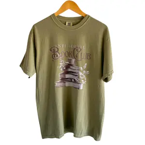 "Anti Social Book Club"  Tan Tee