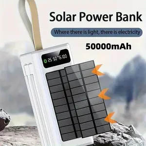 50000mAh Power Bank Solar Charger Solar Power Bank with LED Display and Built-in Camping Light - Perfect for iPhone, Android and Electronic Products - ideal Outdoor Emergency Backup Battery Pack Mobile Power Fast Charging Battery Pack