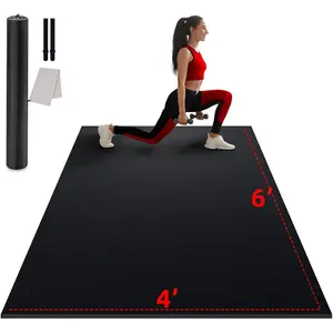 Large Exercise Mat for Home Workout,12'x6’/10'x6'/9'x6'/8'x6'/7'x5'/6'x4' (7mm) Extra Thick Workout Mat, High-Density Gym Mat for Cardio, Jump Rope, MMA, Weights (Shoe-Friendly)