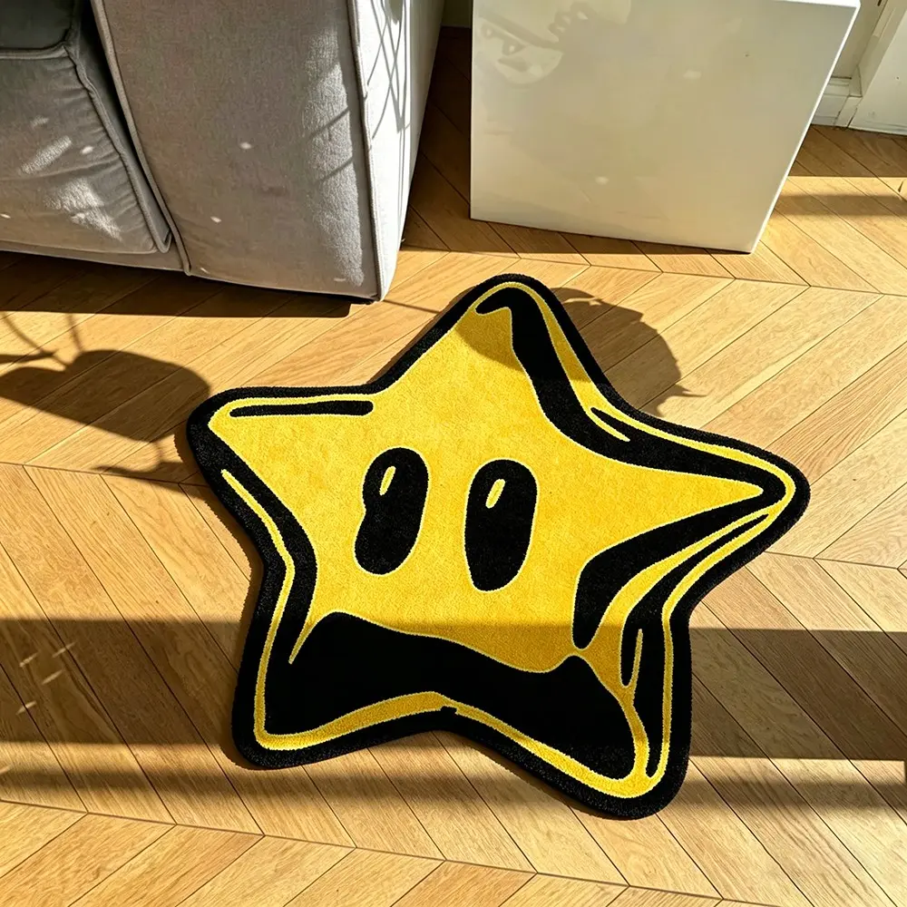 Funny Cartoon Star Carpet, Geometric Design Bedroom Bedside Rug, Geometric Pattern Rug, Soft Comfortable Mat for Sofa, Coffee Table, Living Room, Bathroom, Geometric Area Rug, Decorative Area Rug, Home Decor Rugs