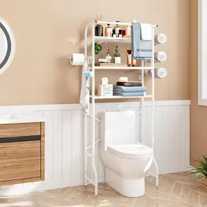 Over The Toilet Storage Shelf, 3-Tier Over Toilet Organizer Rack, Freestanding Above Toilet Shelf for Bathroom, Laundry, Space Saver, Natural Deals For You Days