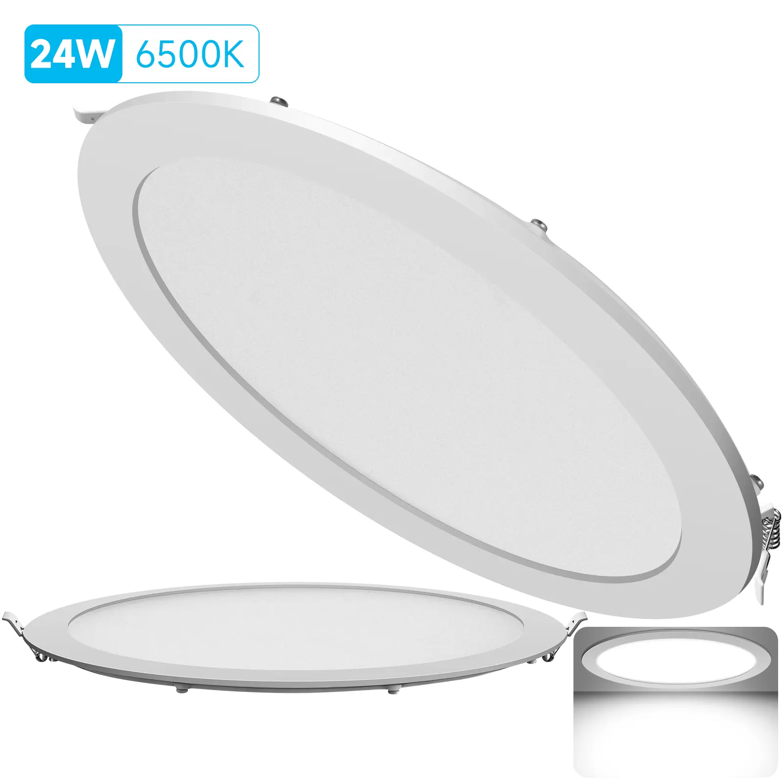 2Pack LED Recessed Ceiling Light, 6500K Cool White, Dimmable , Ultra-Thin Panel Downlight, 3W–24W Options Indoor Ceiling Lighting