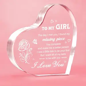 Valentine's day Gifts for Girlfriend, Girlfriend Valentine's day Gift Ideas, To My Girl Heart Shaped Acrylic Block, I Love You Presents for Her, Valentines Day Birthday Present for Her GF Wife mannequin heads