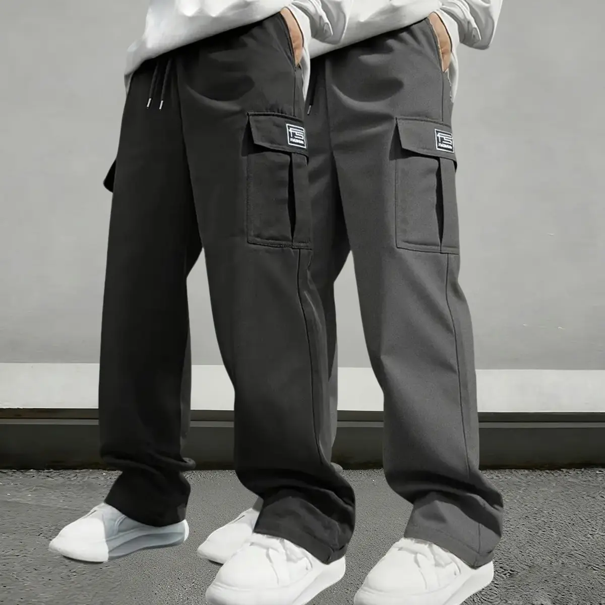 Men's Fitted Cut Cargo Pants, Heavy-Duty Casual Fashion Bottoms with an Elastic Waist and Pockets for Outdoor Wear, Trouser, Outdoors