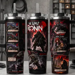 TMNT The Last Ronin Tumbler Ver.2, Teenage Mutant Ninja Turtles 40oz Cup with Handle, Hiroto New Shredder 20oz Stainless Steel Travel Mug, Comic Fan Gift, TMNT Inspired Insulated Tumbler Featuring Epic Splinter Casey Design.