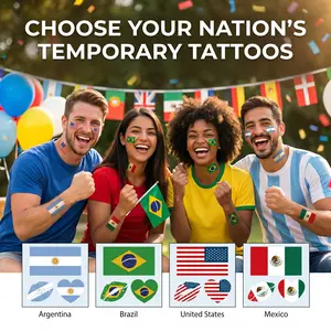 Temporary Tattoos - Waterproof Safe Ink World Country Flag Face Stickers - for Sports Fans Stadium, Summer Music Festival & Parade Party - Cool Patriotic Gift for Men, Women & Adults