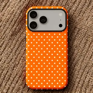 Cosmic Orange Dot iPhone Case Compatible with iPhone 17 ProMax 16Pro 15 14 13 12 Samsung 25 Ultra Plus 24 23 22 Double Layer Protective Casing
