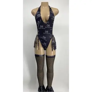 Exotic Dance Wear One Piece Divine Selection With Fishnet Stockings