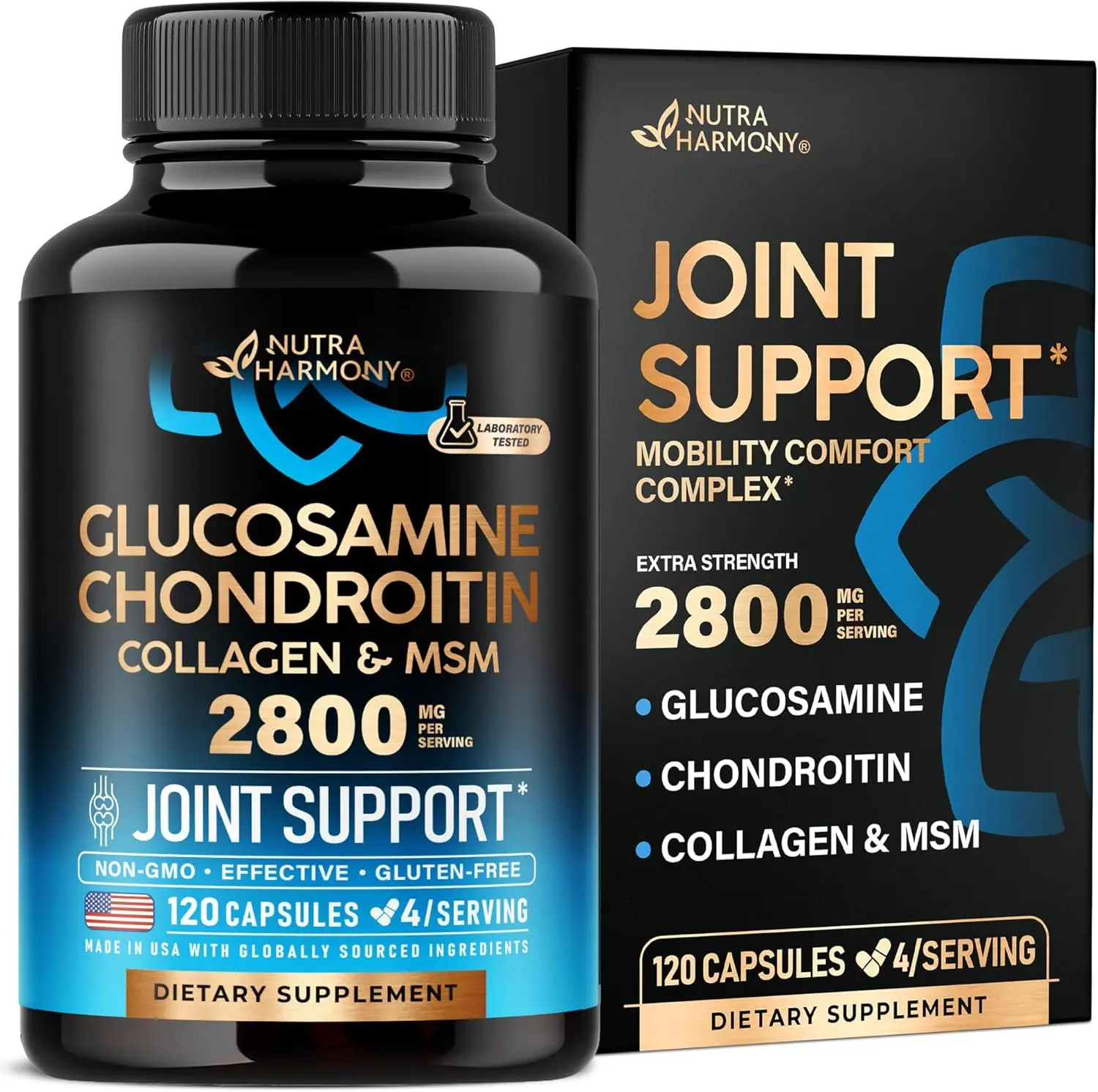 Glucosamine Chondroitin MSM Collagen - Joint Supplements 2800 mg - 120 Caps