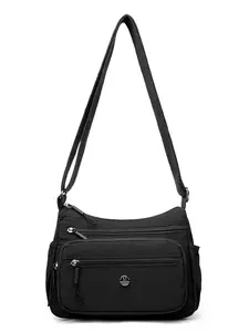 Women's Lightweight Adjustable Strap Crossbody Bag, Multi-Zip Pocket Design Shoulder Bag, Versatile Casual Ladies Handbag, Casual Messenger Bags, Adjustable Strap Purse, Zipper Crossbody Bag