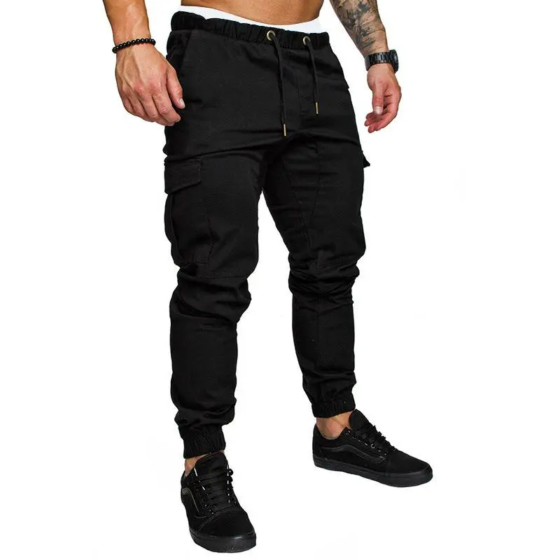 HOMUG mens multi-pocket sports casual pants with a tapered ankle design, workwear-style multiple pockets, available in various colors, suitable for spring and summer wear outdoorfun