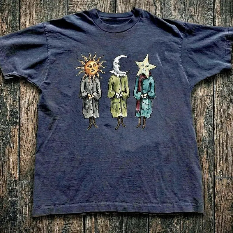 Sun Moon Star T-Shirt, Y2k Tee, Gifts Shirt, Unisex Vintage Graphic Tees Gothic Grunge Y2k Emo Scene Amity Affliction Style Clothes Men Women Streetwear