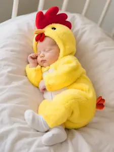 Baby Chicken Warm Onesie, Spring Autumn Winter Fuzzy Crawling Suit, Newborn Cute, Baby Clothing for Cold Weather