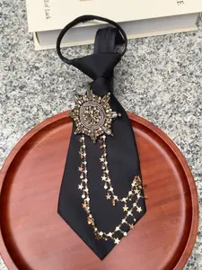 Original Luxury Baroque Style Tie, No Zipper Design, Sunflower Rhinestone Star Fringe, Suit/evening Dress/stage Accessory