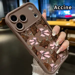Bovine Bow Pattern TPU Phone Case for iphone 17 Pro Max 16 Plus 15 14 13 12 11 XR Air E Straight Edge Drop-Resistant Rugged Durable Cover Shell Gift for Boy