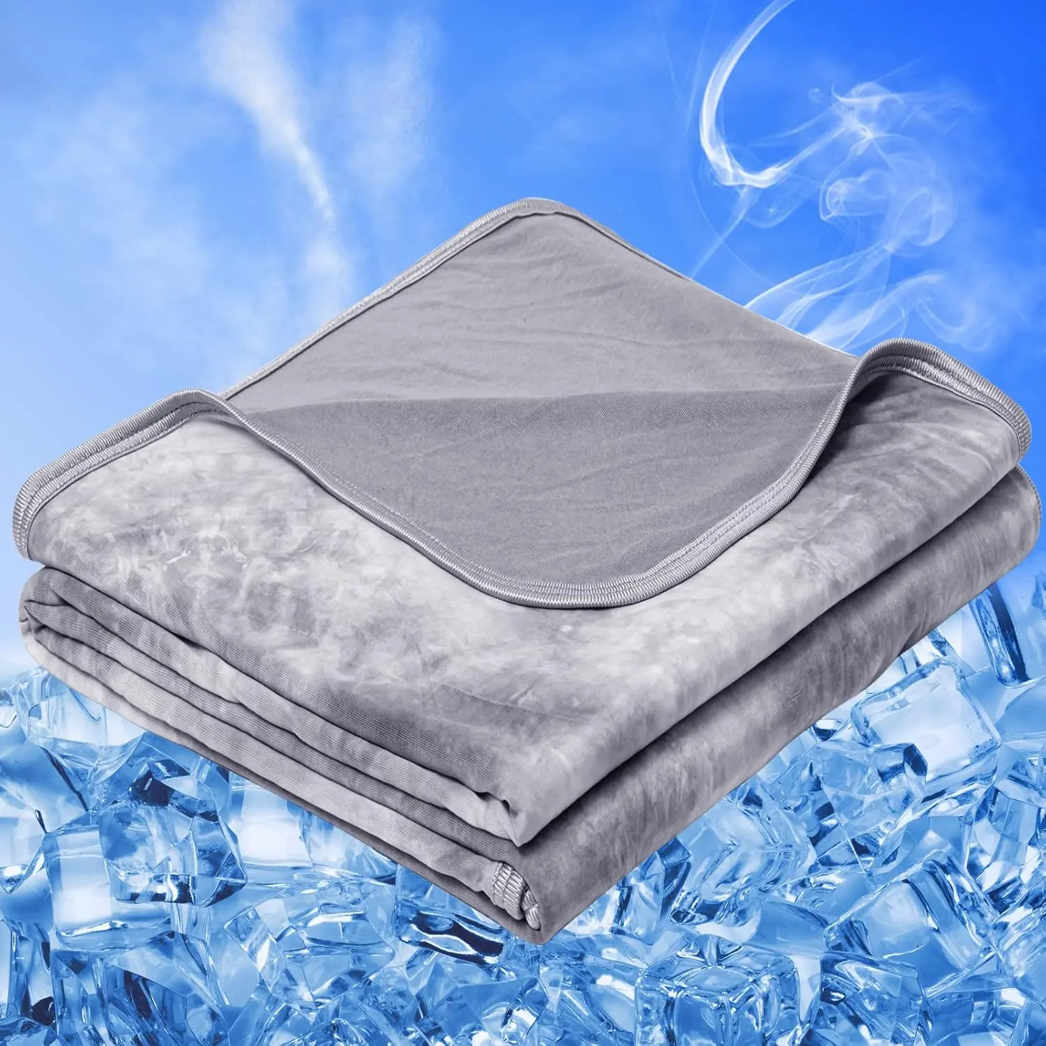 Cooling Blanket Queen Size (90"x90"), Cooling for Hot Sleepers, Absorbs Heat to Keep Adults Cool For Summer Nights Sweats, Thin Cold Lightweight Blanket for Couch Bed, All Season Use