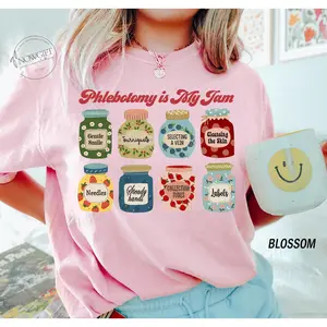 Comfort Colors Phlebotomy Shirt - Phlebotomist tshirt for Blood Specialists & Phlebotomy Supervisors - My Jam Emotional Gift Fabric Top Womenswear Fit
