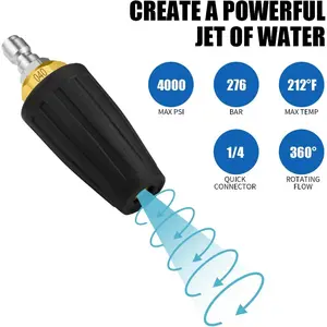 4000 PSI Turbo Nozzle Pressure Washer Pressure Washer Tips 1/4" Quick Connect with 7 Power Washer Nozzle Tips Kit Multiple Degrees (0, 15, 25, 40, 65) for Car Concrete Brick Pressure Washer Jet