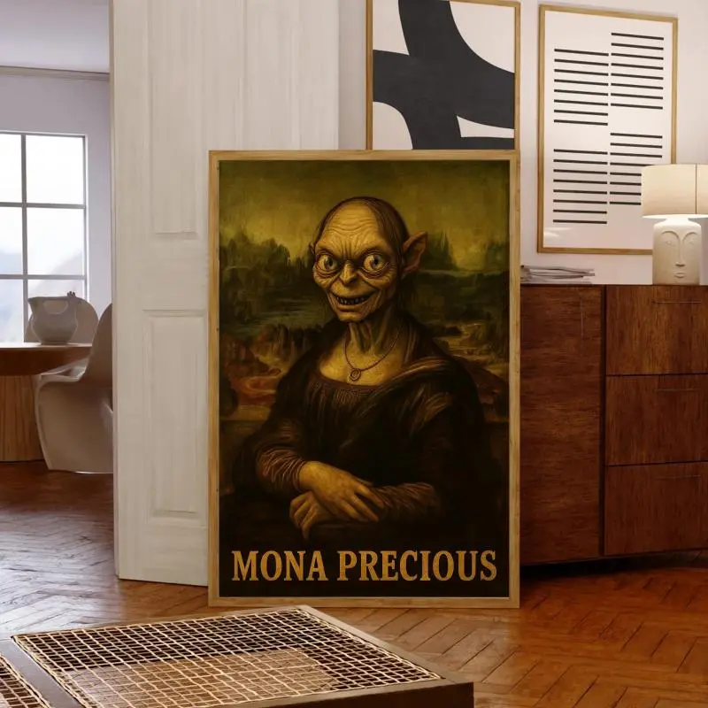 Mona Precious Gollum Meme Print - Artistic Archival Ink Paper Poster, Wall Decoration Room Statement Piece for Fantasy Fans