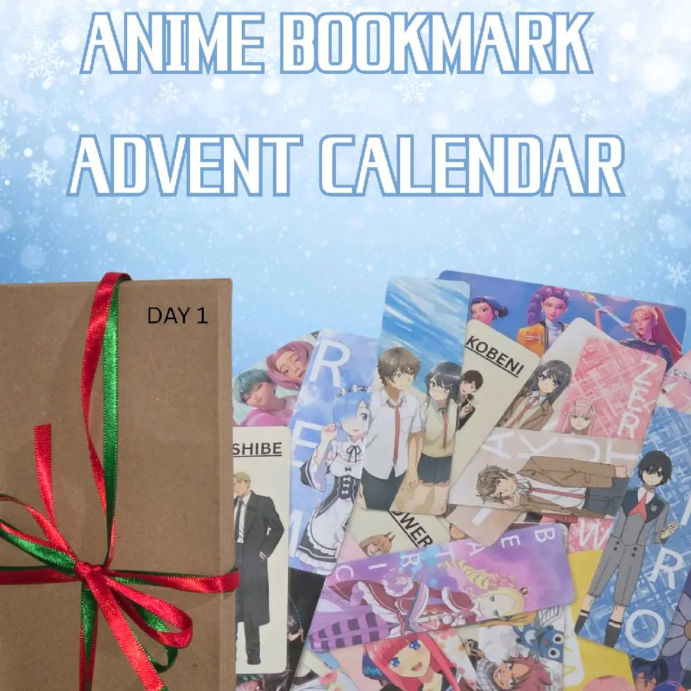 Anime Bookmark Advent Calendar -12 or 24 Days of Christmas with Unique Character Bookmarks for Anime Fans