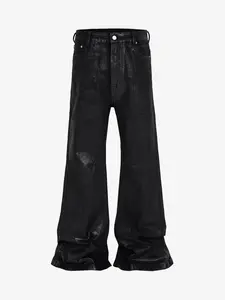 Thesupermade Black Wax Coated Flare Jeans - 2212 summerwins