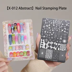 1pc Fireworks Nail Stamping Plate with Design Card - Reusable Metal Stamping Template for Nail Art, DIY Nail Design Tool with Color Card