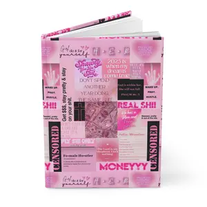 Pink Money Collage Hardcover Journal | Feminine Hustle Quote Notebook
