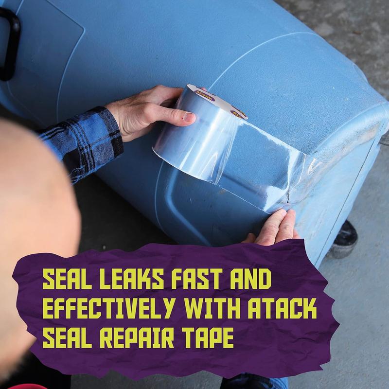 Waterproof Patch and Seal Tape, Clear, 4 Inches x 10 Feet, Water Barrier Tape for Stop Leak Repair on Pipes, Chimney, Roof, Boat, and HVAC