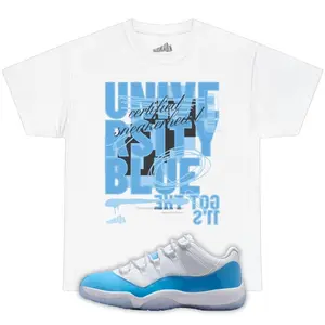 University Blue Tee Shirt to Match JD 11 University Blue, White Shirt Unisex