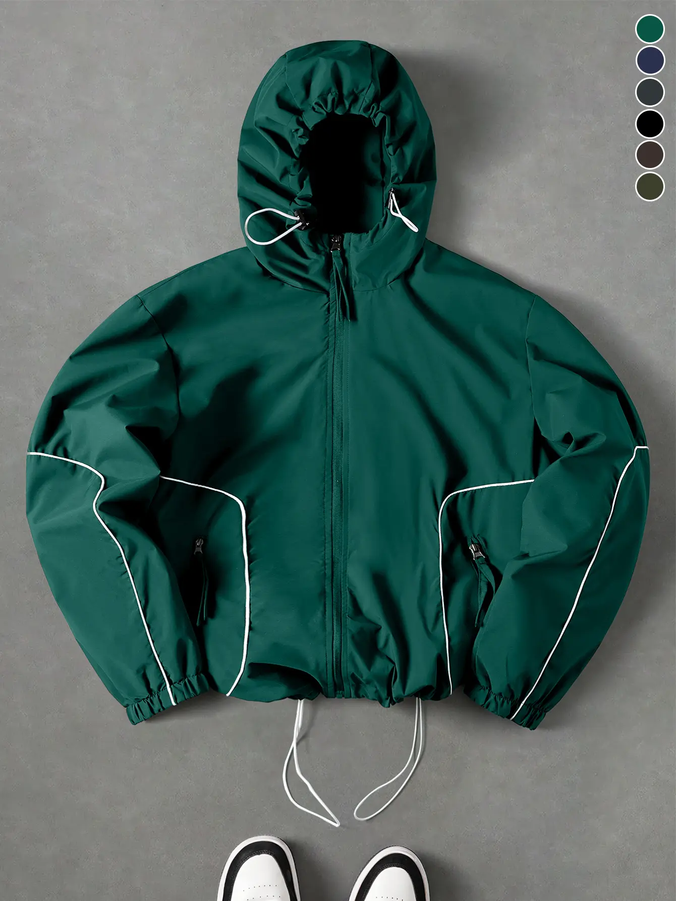 Men's casual fashion jacket with adjustable hat line design, windproof fabric, loose version, suitable for hip-hop, sports and leisure, daily commute wear, suitable for spring and summer wear, is the perfect gift for him