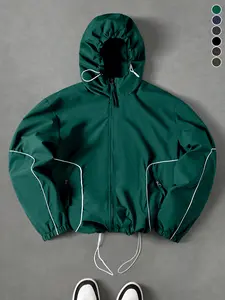 Men's casual fashion jacket with adjustable hat line design, windproof fabric, loose version, suitable for hip-hop, sports and leisure, daily commute wear, suitable for spring and summer wear, is the perfect gift for him
