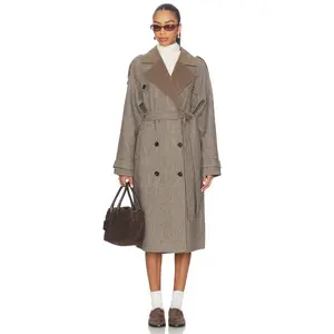 Line & Dot Hugo Plaid Coat in Brown Multi