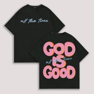 Men's & Women's Oversized 180g sm Heavyweight  T-Shirt GOD IS GOOD Double-Sided Graphic Print Retro Vintage Streetwear Loose Fit Round Neck Short Sleeve 100% Cotton vet tech gift