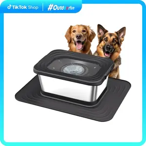 【outdoorfun】10L Stainless Steel Dog Water Bowl, No Spill Anti-Splash Dog Bowls with XXL Silicone Mat, Spill-Proof Slow Feeder for Messy Drinkers, Heavy Duty Pet Bowls for Indoor/Outdoor Use