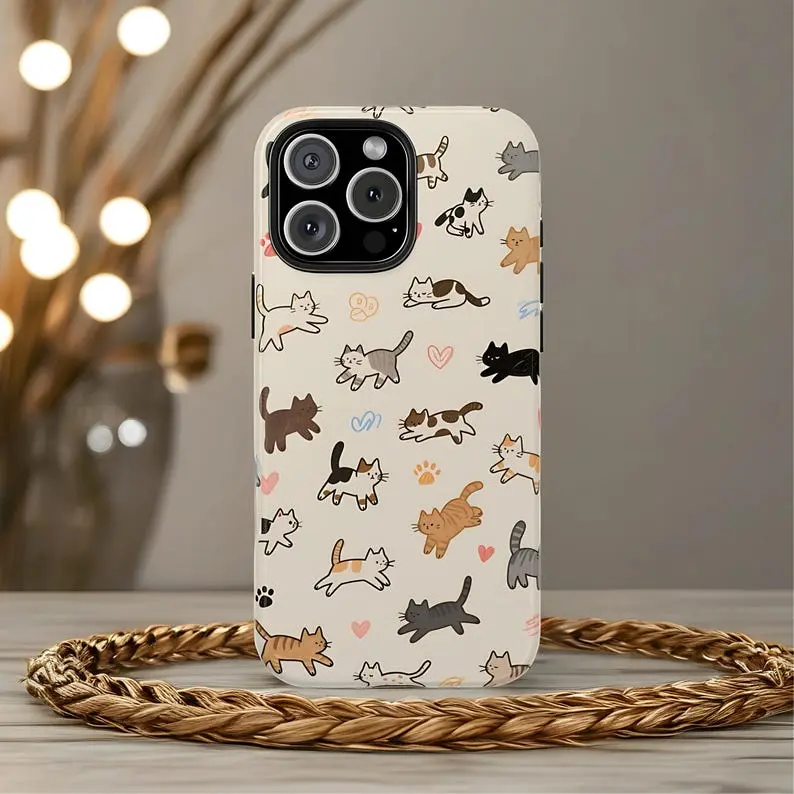 Cute kitten phone case, kawaii-style cat protective cover, compatible with iPhone 17/16/15/14/13/12/11/X/XS/XSMAX/XR/7P/8P, the perfect gift for friends, family, or yourself., Accessories, Tpu, Smartphone, Cellphone