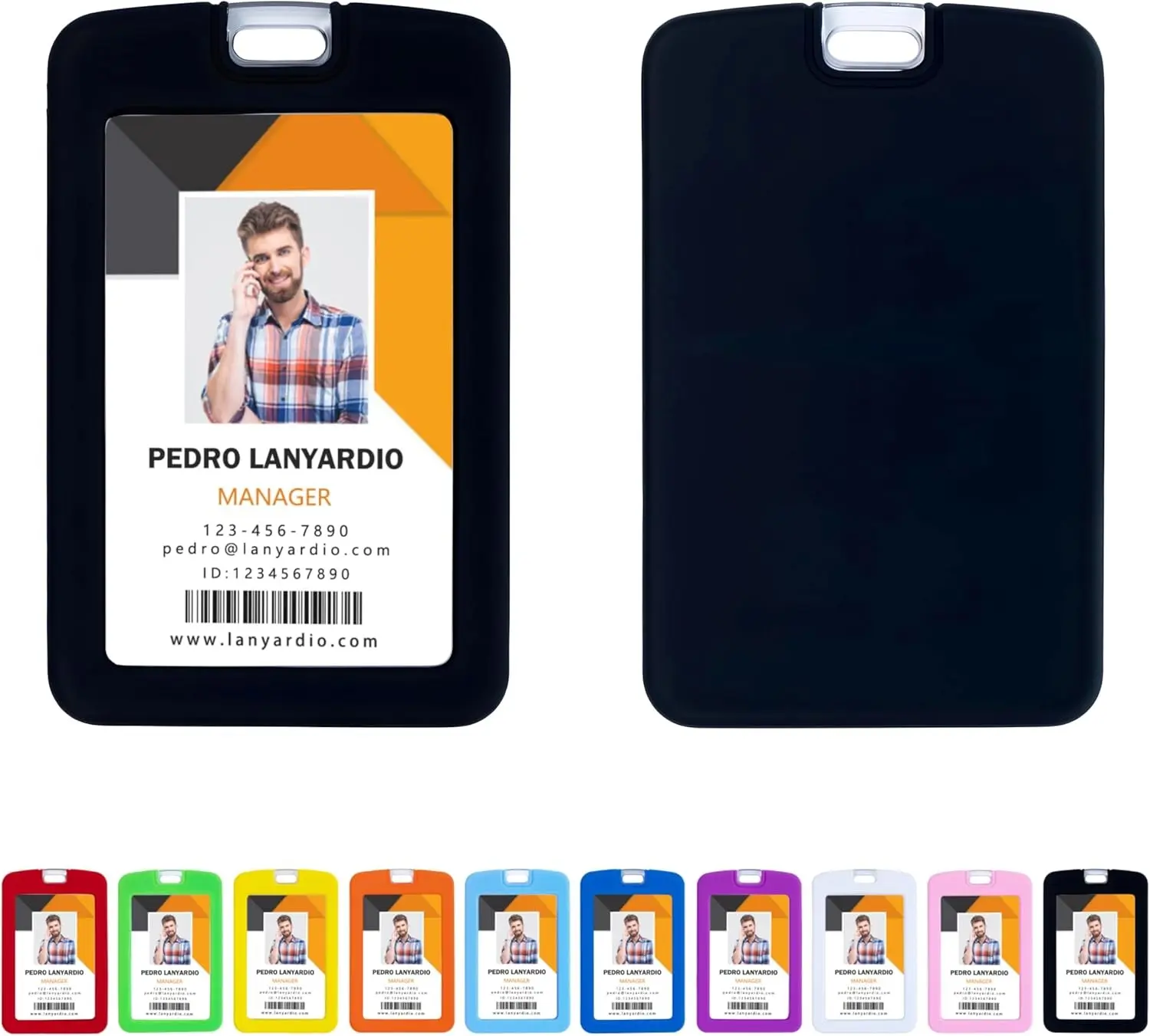 2 Pack Badge Holder, Silicone ID Badge Holder with Window, ID Card Holder | Vertical Badge Holder, ID Card Holder for Office Factory Nurses School Teacher Students, ID Holder