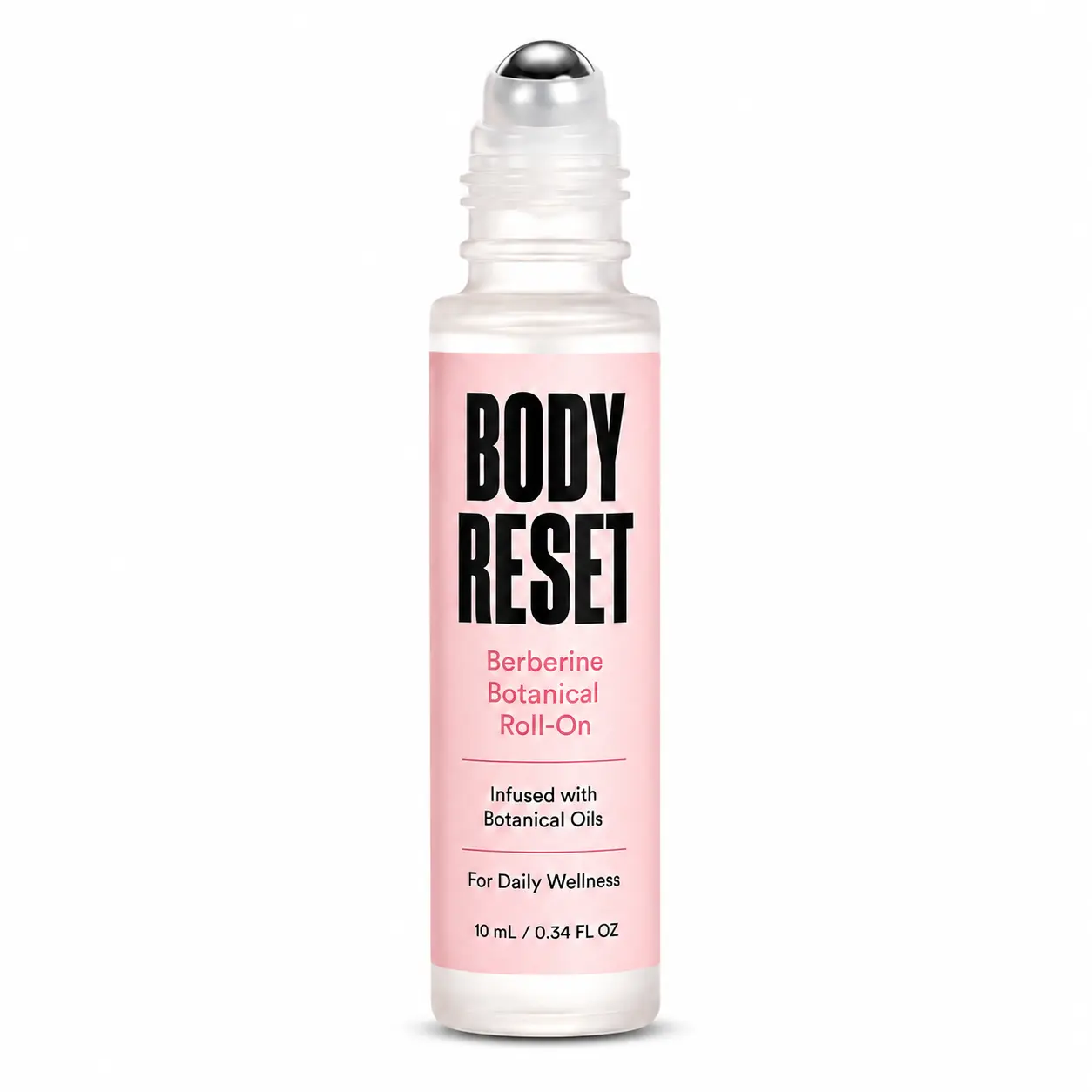 BODY RESET Berberine Botanical Roll-On Body Oil, Caffeine, L-Carnitine & Green Tea, Warming Abdominal Massage Care, Portable Daily Wellness, 10 mL