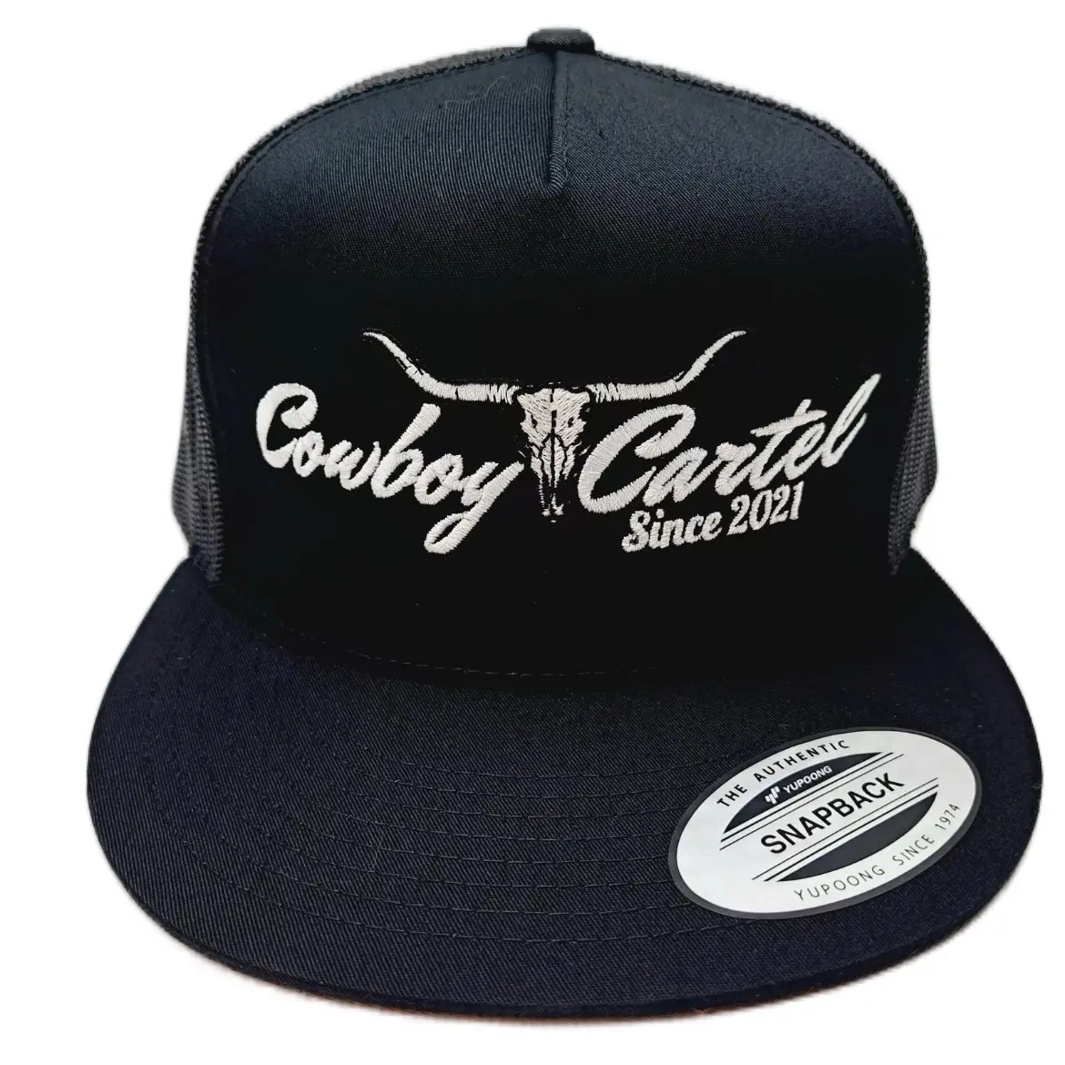 Cowboy Cartel Direct Embroidered Flat Bill Snapback Hat Cap Black High Quality