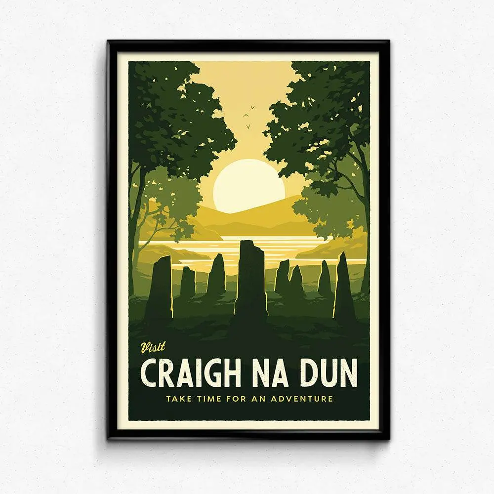 Craigh Na Dun Retro Travel Poster - Outlander Wall Decor Artwork Bookish Gift
