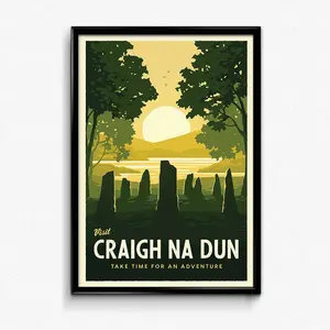 Craigh Na Dun Retro Travel Poster - Outlander Wall Decor Artwork Bookish Gift