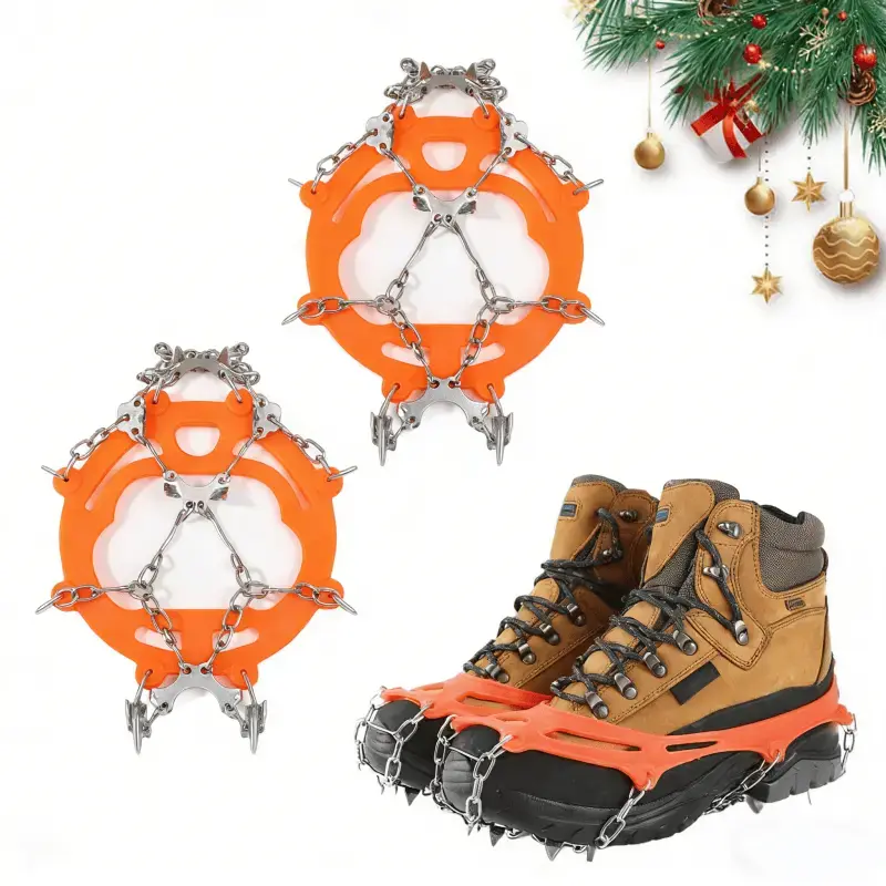 Ice Cleats for Shoes & Boots - Lightweight Anti-Slip Traction Crampons for Outdoor Winter Hiking, Daily Commuting for Men, Women (1 Size Fits All)