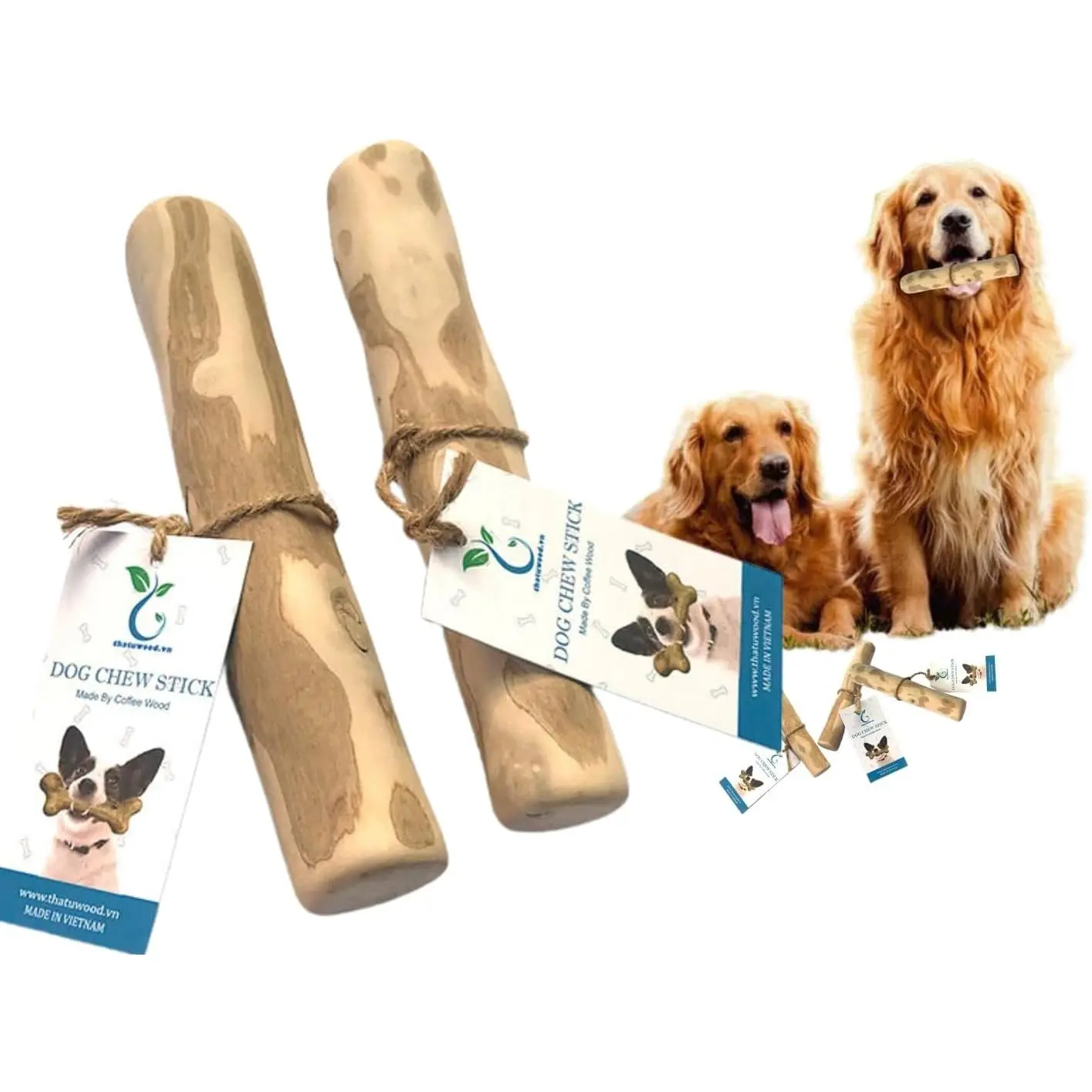 Coffee Wood Dog Chew Stick - Splinter-Free, Non-Toxic, Safe Chewing Toy for Teething Puppies - Made in Vietnam for Pets, Chewing Chew Toys