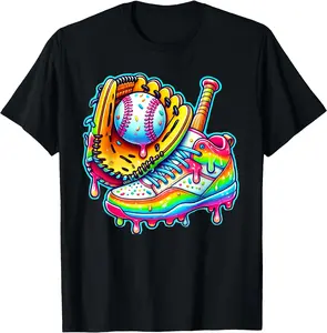Ice Cream Drip Baseball Stuff Baseball Drip For Boys Unisex T-Shirt Cotton Menswear Man Classic